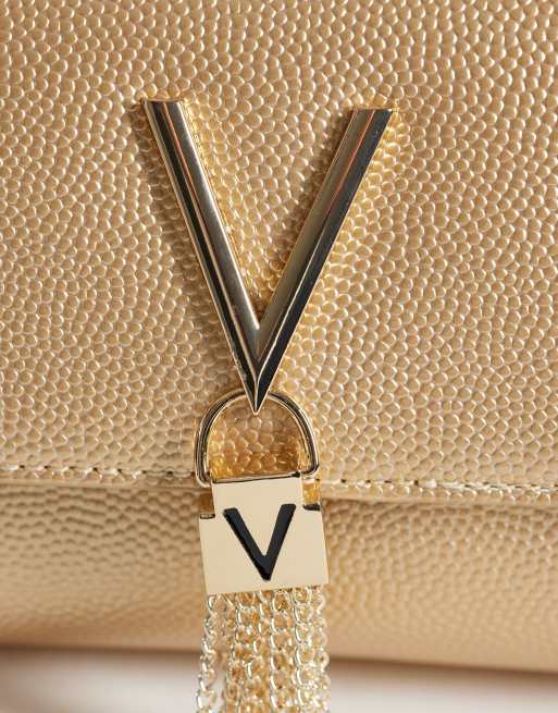 Valentino divina flap crossbody-clutch i guld, 3 af 4