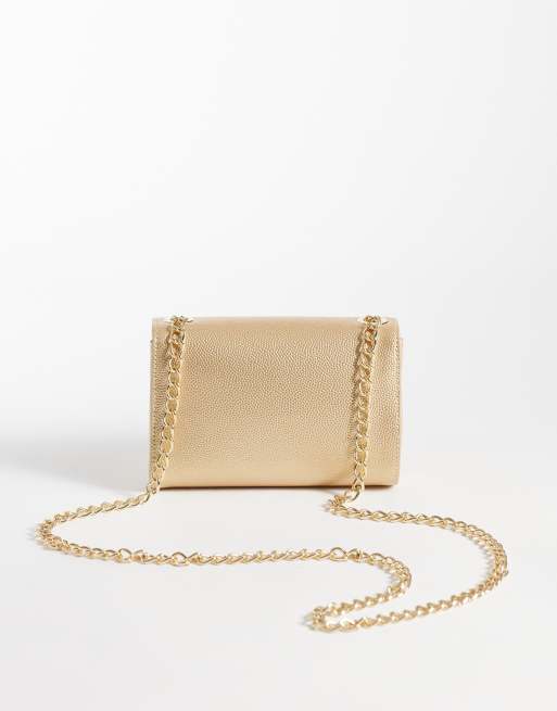 Valentino divina flap crossbody-clutch i guld, 4 af 4