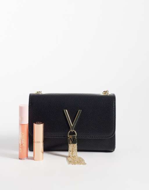 Valentino divina flap over crossbody clutch bag i svart, 2 av 4