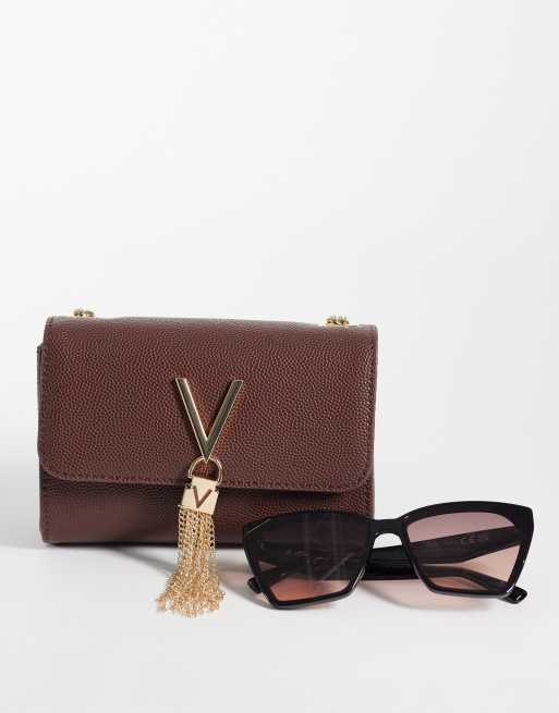 Valentino divina flap-over crossbody clutch tas in chocoladebruin, 2 van 4