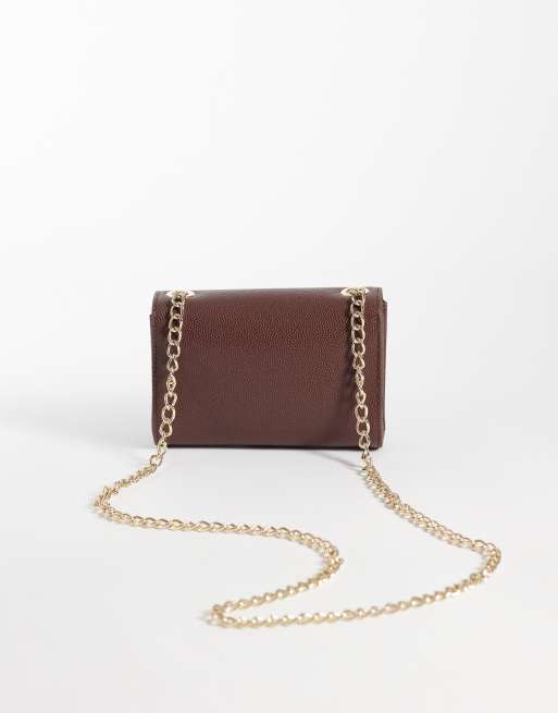 Valentino divina flap-over crossbody clutch tas in chocoladebruin, 4 van 4