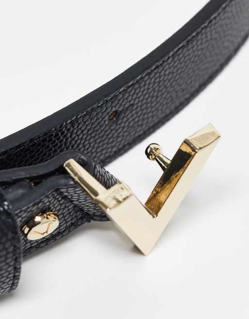 Valentino – Divina – Gürtel in Schwarz mit V-Detail in Goldoptik, 3 von 4