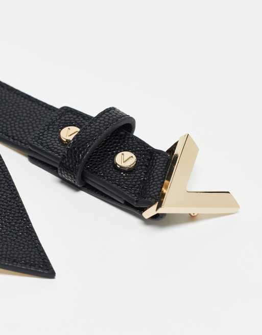 Valentino – Divina – Gürtel in Schwarz mit V-Detail in Goldoptik, 4 von 4