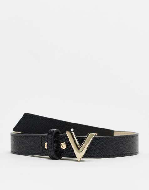 Valentino - Divina - Riem met gouden V-vormig detail in zwart - view 1