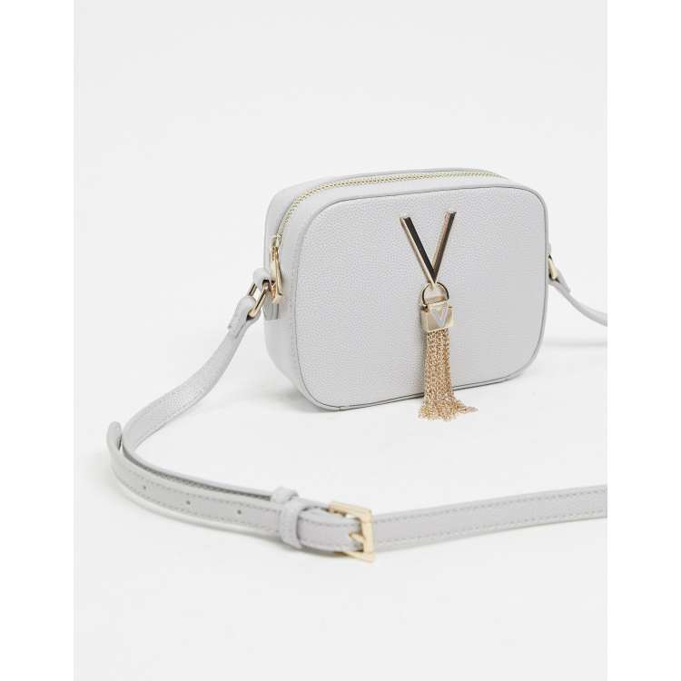 Valentino Divina tassel detail camera cross body bag in grey