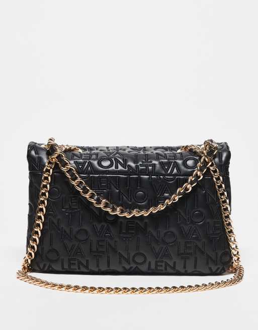 Sac cabas grande chaîne à bandoulière noir femme