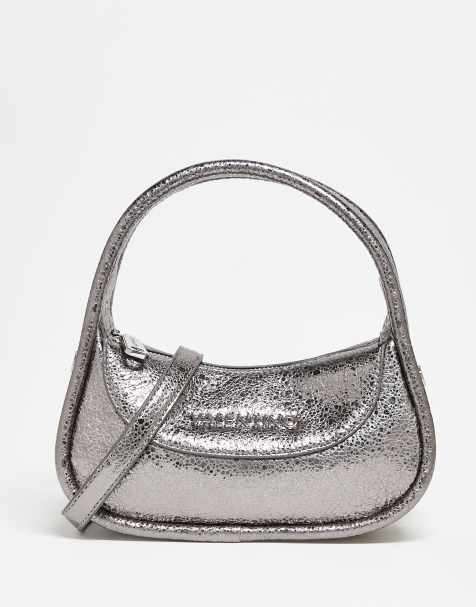 Valentino Elix metallic top handle bag in gunmetal silver - view 1