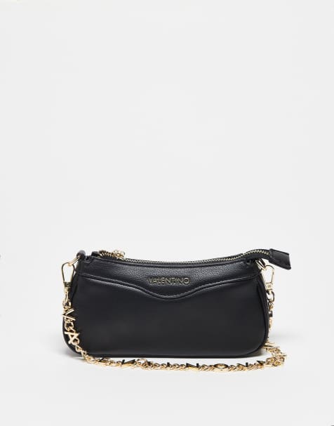 Valentino - Elly - Borsetta a tracolla nera con catenina e logo - view 1
