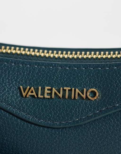 Valentino elly mini borsa a spalla con tracolla in verde petrolio scuro, 3 di 4