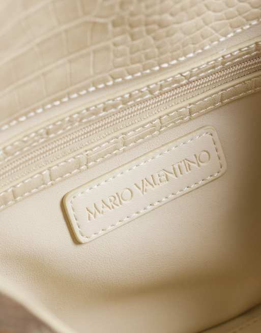 Valentino Emera croc  textured envelope clutch bag with detachable crossbody strap in stone - BEIGE, 4 of 4