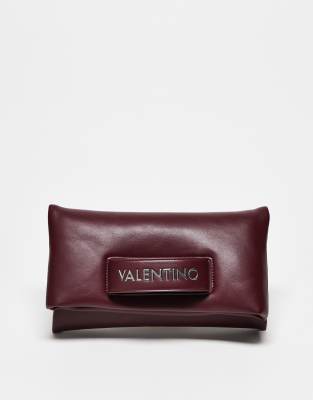 Valentino Valentino encanta clutch bag with strap detail in burgundy-Red
