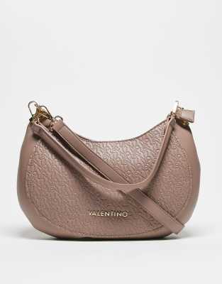 Valentino Valentino falak re saddle shoulder bag with detachable crossbody strap in taupe-Brown