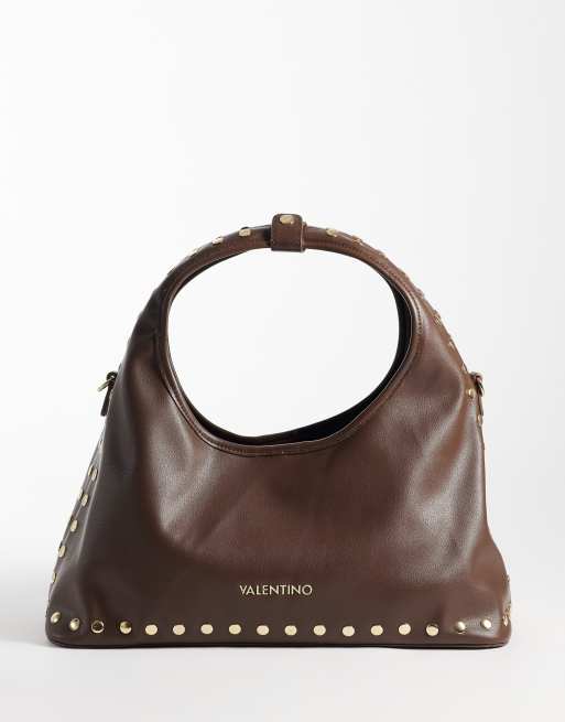 Valentino - Florayne - Borsa da spalla color marrone cioccolato con borchie, 1 di 4