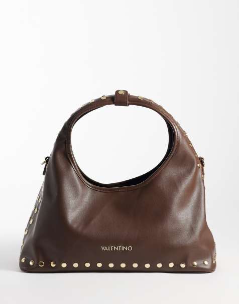 Valentino Florayne schoudertas met studs in chocoladebruin - view 1