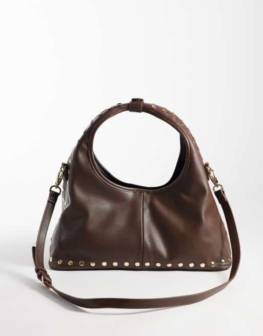 Valentino florayne studded shoulder bag in chocolate brown, 4 of 4