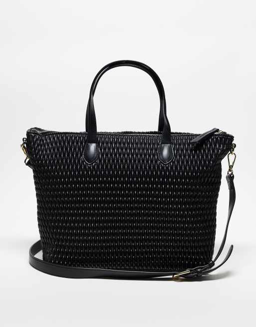 Valentino – Frequency – Czarna teksturowana torba shopperka typu tote , 3 z 3
