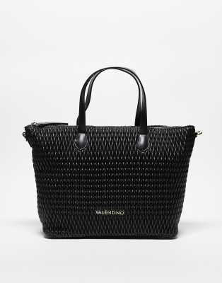 Valentino frequency textured shopper tote bag in black