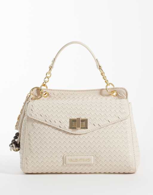 Valentino - Gea - Borsa con manico superiore intrecciata color panna, 1 di 4