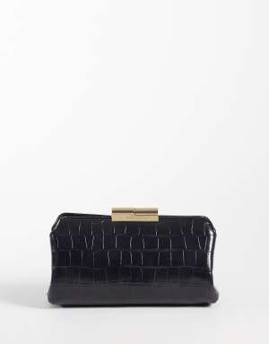 Valentino glace crossbody clutch bag in black croc print