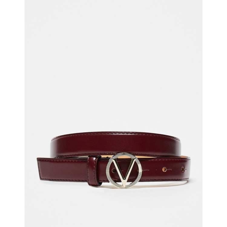 Mario valentino snakeskin belt burgundy black size offers 80/95