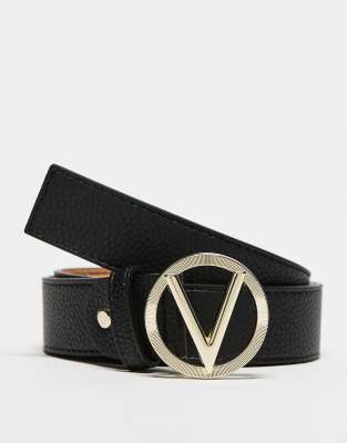 Valentino Bags Valentino hampton logo belt in black and gold