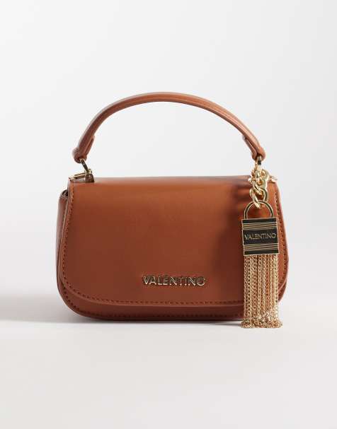 Valentino - Iride - Sac à main à poignées supérieures avec bandoulière amovible et détails métalliques dorés - Marron - view 1