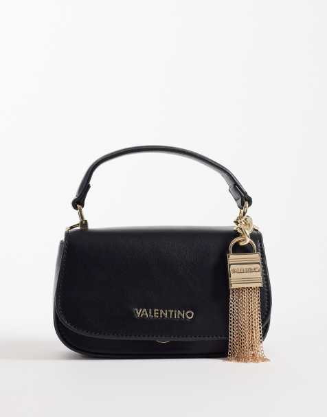 Valentino - Iride - Sort taske med hank øverst og aftagelig crossbody-rem samt guldfarvet metaldetalje - view 1