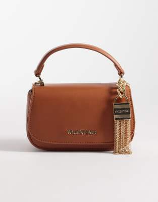 Valentino Iride top handle bag with detachable crossbody strap and gold hardware in brown - BROWN