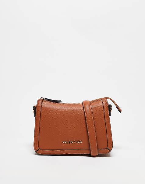 Valentino – Ivy – Brązowa gładka torebka na ramię z odpinanym paskiem crossbody - view 1