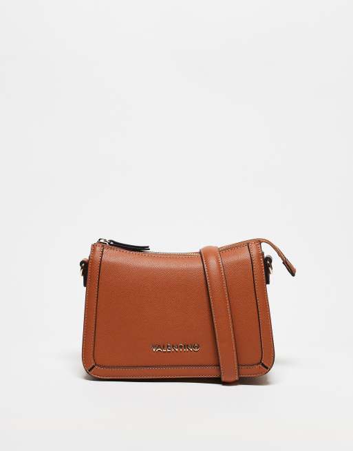 Valentino – Ivy – Brązowa gładka torebka na ramię z odpinanym paskiem crossbody