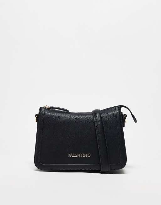 Valentino – Ivy – Czarna gładka torebka na ramię z odpinanym paskiem crossbody