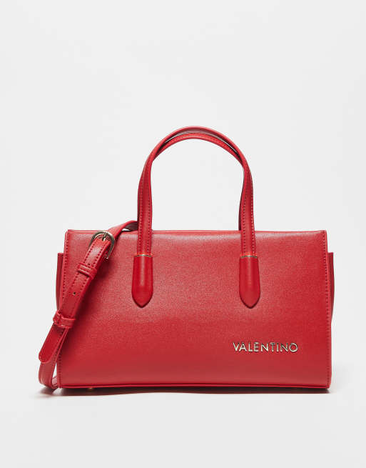 Valentino – Jasmin – Czerwona torebka z uchwytami na górze i odpinanym paskiem crossbody