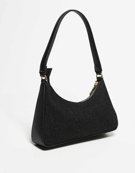 Valentino Kelly clean 90s shoulder bag in black denim , 3 of 3