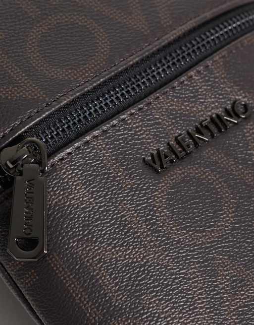 Valentino – King Re – Pilotentasche zum Umhängen in Braun mit Monogramm-Muster, 3 von 4