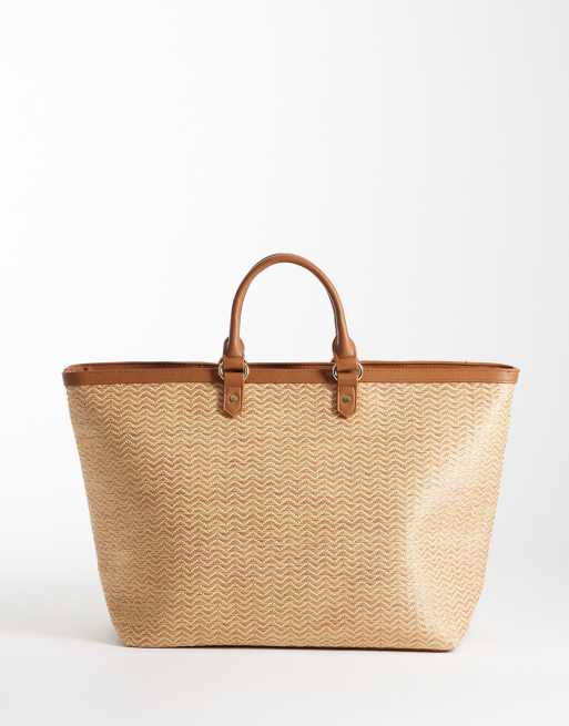 Valentino Ko Re large raffia floral embossed tote bag in neutral, 4 of 4