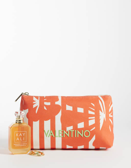 Valentino - Ko Re - Pochette arancione a righe con stampa di palme , 2 di 4