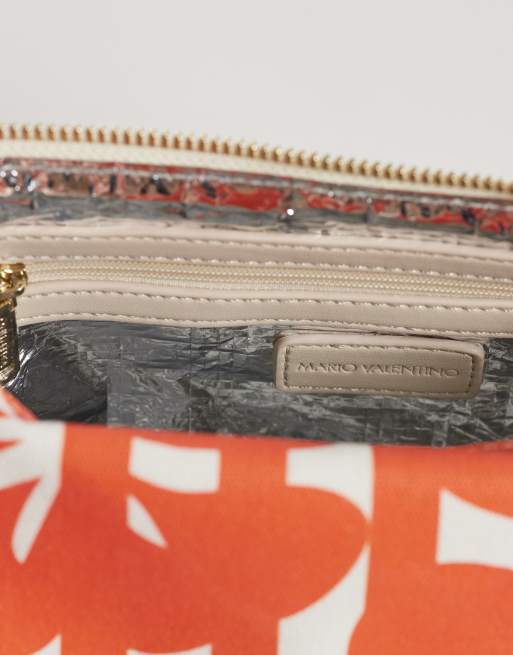 Valentino - Ko Re - Pochette arancione a righe con stampa di palme , 3 di 4