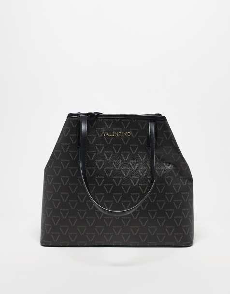 Valentino lady monogram shopper tote bag with inner pouch in black - view 1