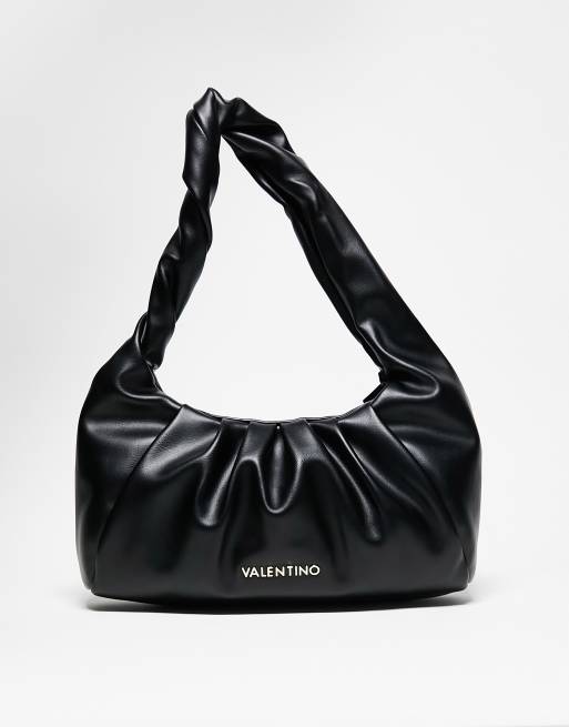 Valentino lake ruched shoulder bag in black