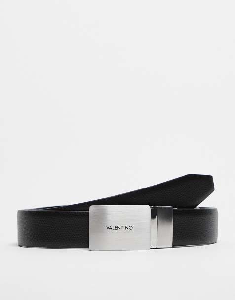 Valentino Litech belt with chunky silver buckle in black - BLACK - view 1