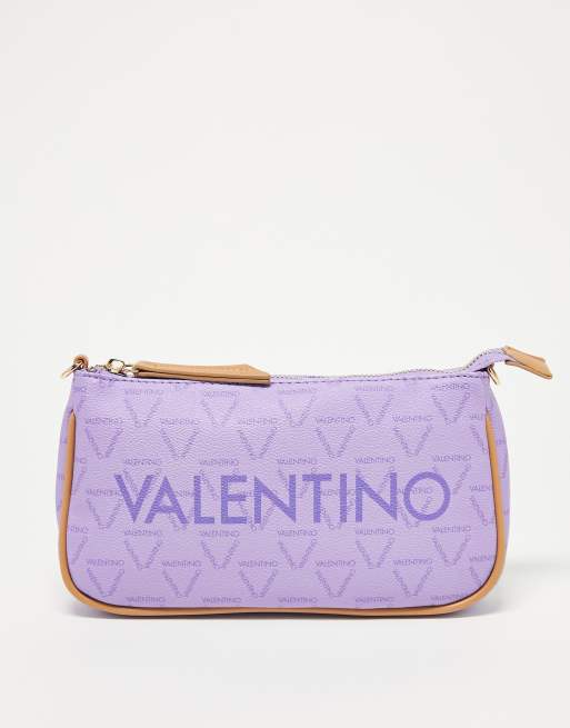 Valentino – Liuto – Schultertasche mit Monogramm-Print in Flieder