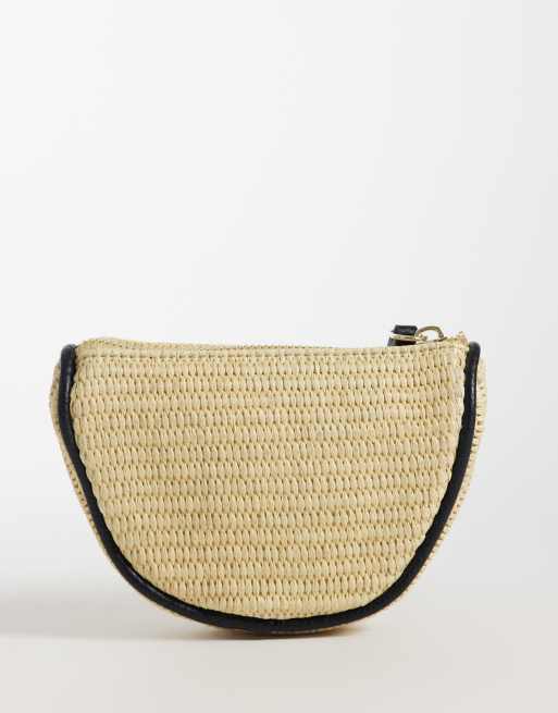 Valentino – Maiam – Beige, svart och liten kuvertväska i raffia , 4 av 4