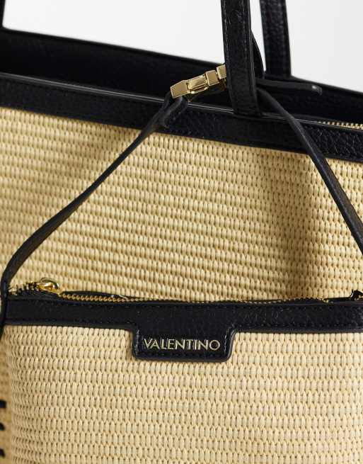Valentino - Maiam - Cabas et pochette 2-en-1 en raphia - Neutre et noir , 3 de 4