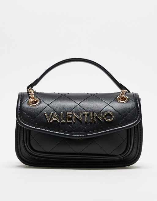 Valentino - Mansion - Borsa a tracolla trapuntata nera con patta e catenina 