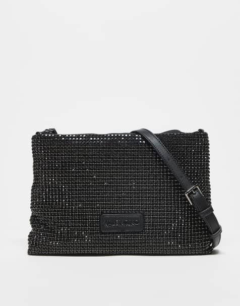 Valentino - Nabilah - Pochette decorata nero metallizzato con tracolla - view 1