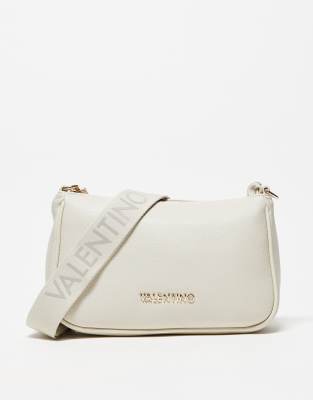 Valentino never shoulder bag with detachable webbing strap in ecru-White