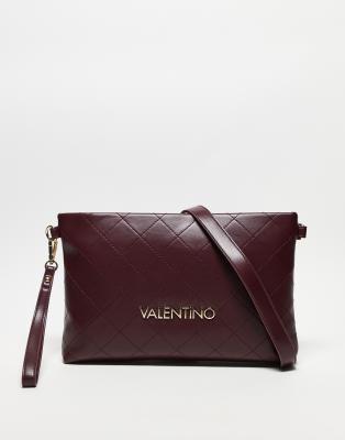 Valentino - Nur Re - Große, gesteppte Clutch-Tasche in Burgunderrot mit Handgelenkschlaufe