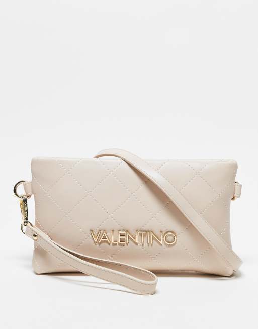 Valentino Nur Re Kleine gesteppte Clutch Tasche in Ecru mit Handgelenkschlaufe