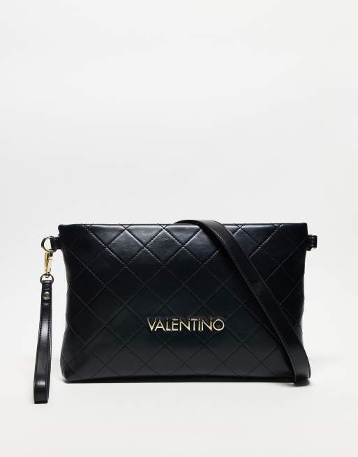 Valentino Nur Re large quilted clutch bag with wristlet strap in black ASOS