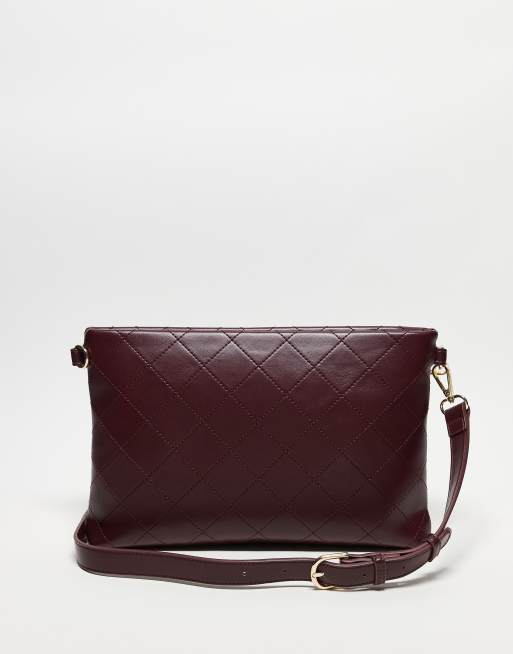 Valentino nur re large quilted large clutch bag with wristlet strap in burgundy ASOS